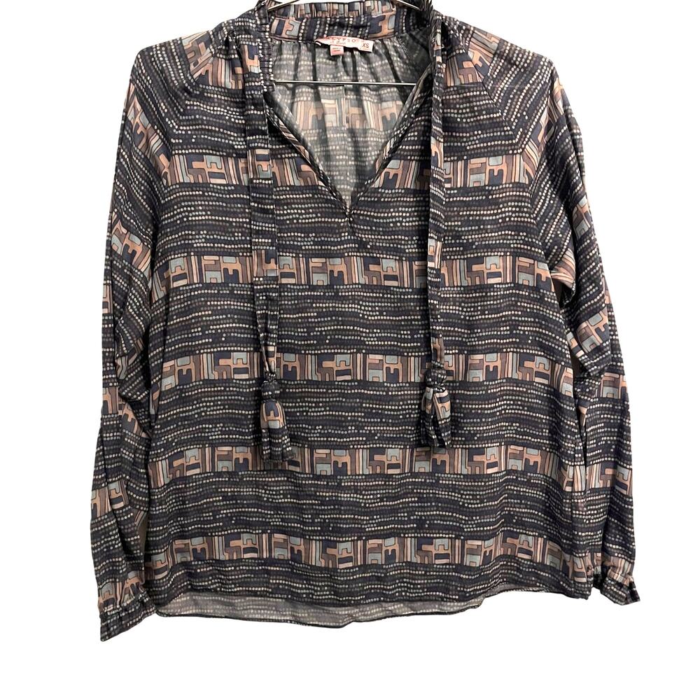 Calypso St Barth Womens Pale Blue Geometric Print Blouse XS